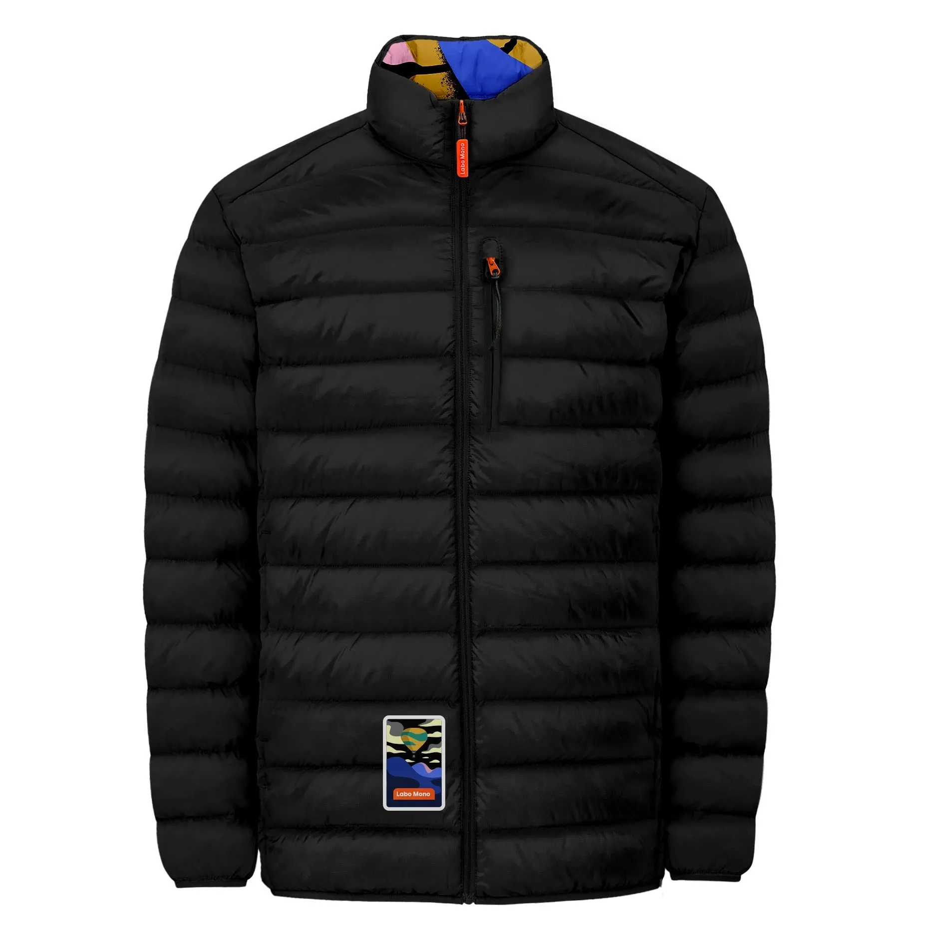 Men's Reversible Recycled Puffer Jacket, Odyssey & Black