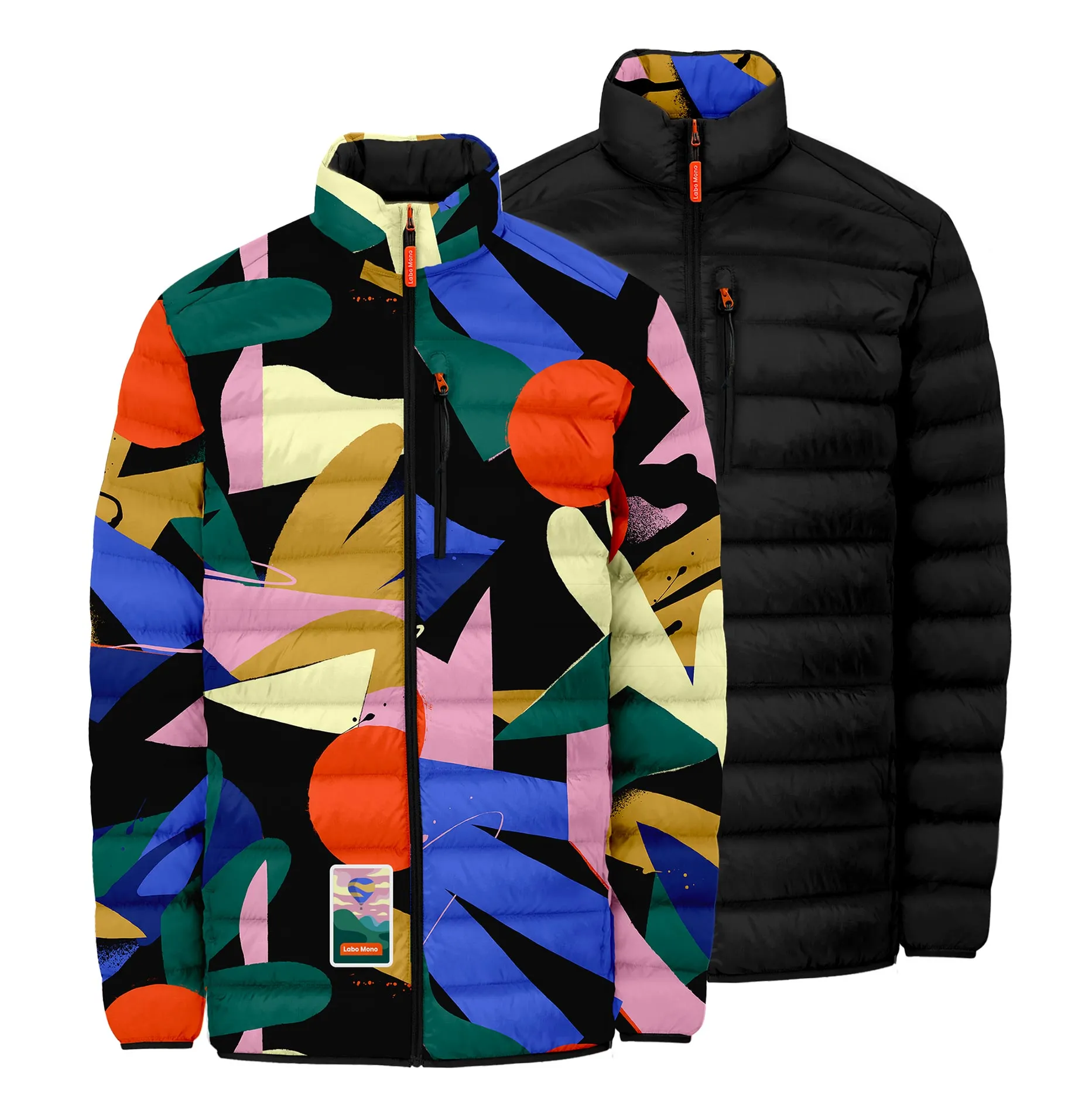 Men's Reversible Recycled Puffer Jacket, Odyssey & Black