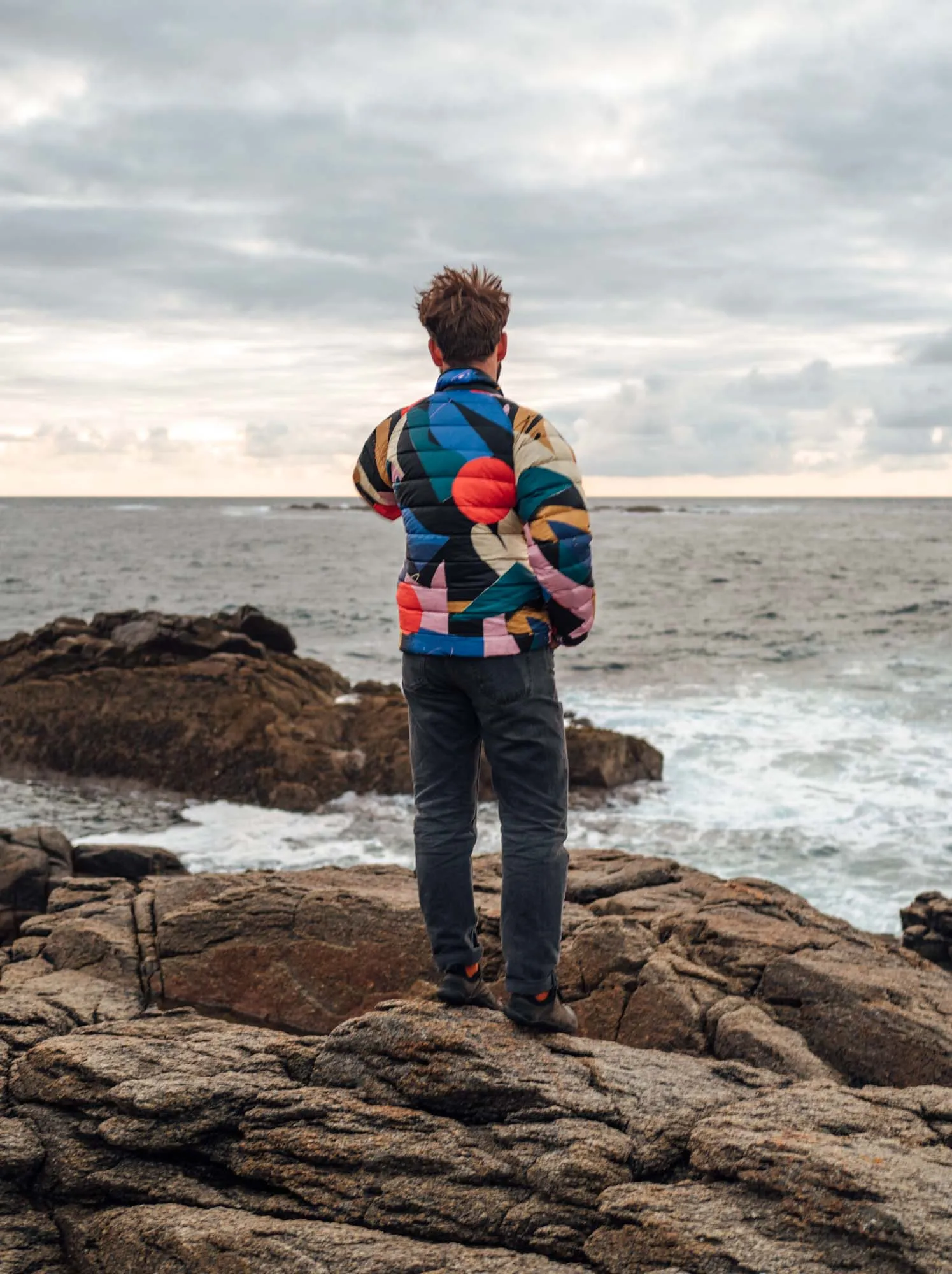Men's Reversible Recycled Puffer Jacket, Odyssey & Black