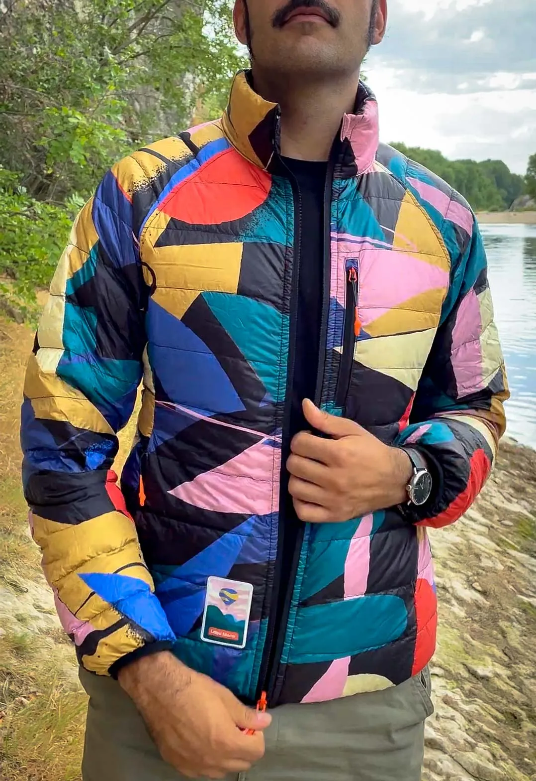 Men's Reversible Recycled Puffer Jacket, Odyssey & Black