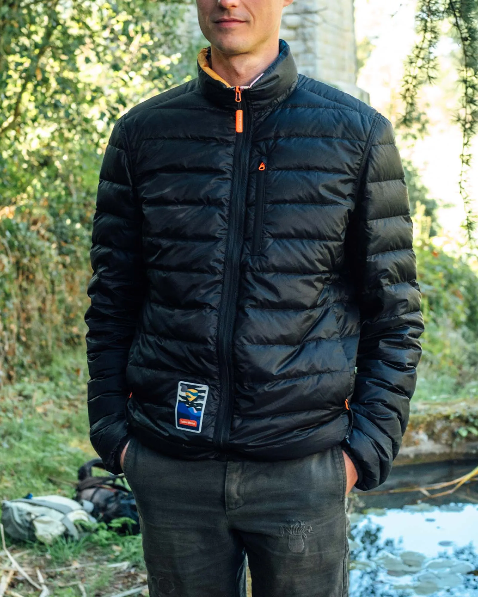 Men's Reversible Recycled Puffer Jacket, Odyssey & Black