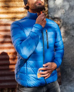 Men's Reversible Recycled Puffer Jacket, Yellow & Blue
