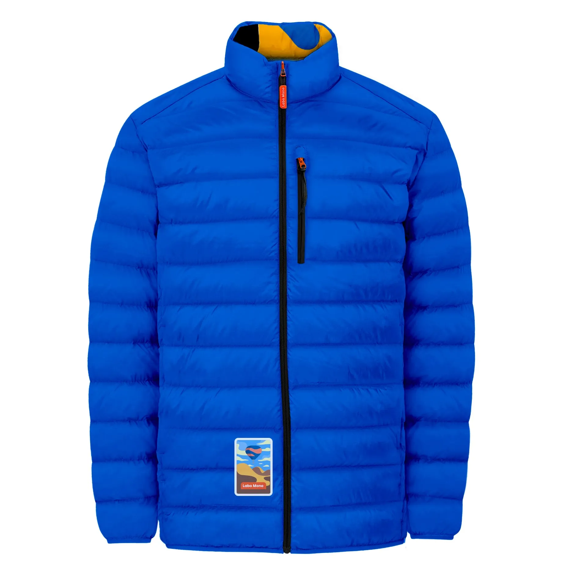 Men's Reversible Recycled Puffer Jacket, Yellow & Blue