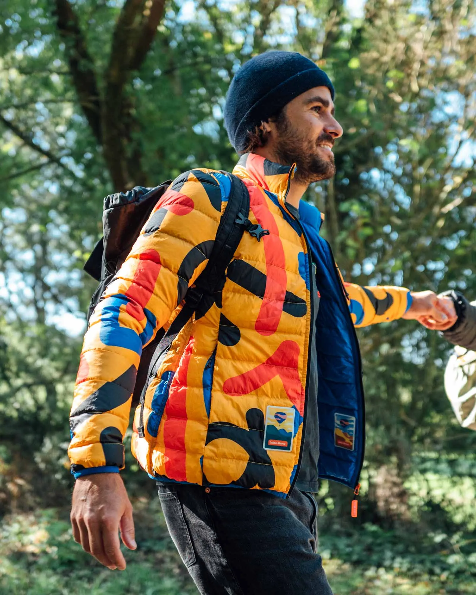 Men's Reversible Recycled Puffer Jacket, Yellow & Blue