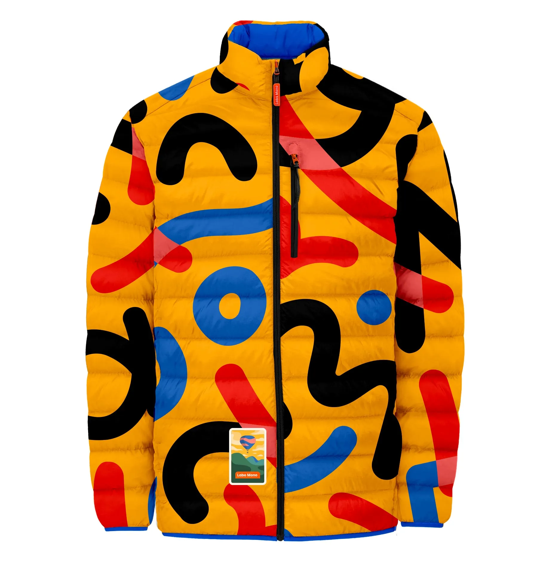 Men's Reversible Recycled Puffer Jacket, Yellow & Blue