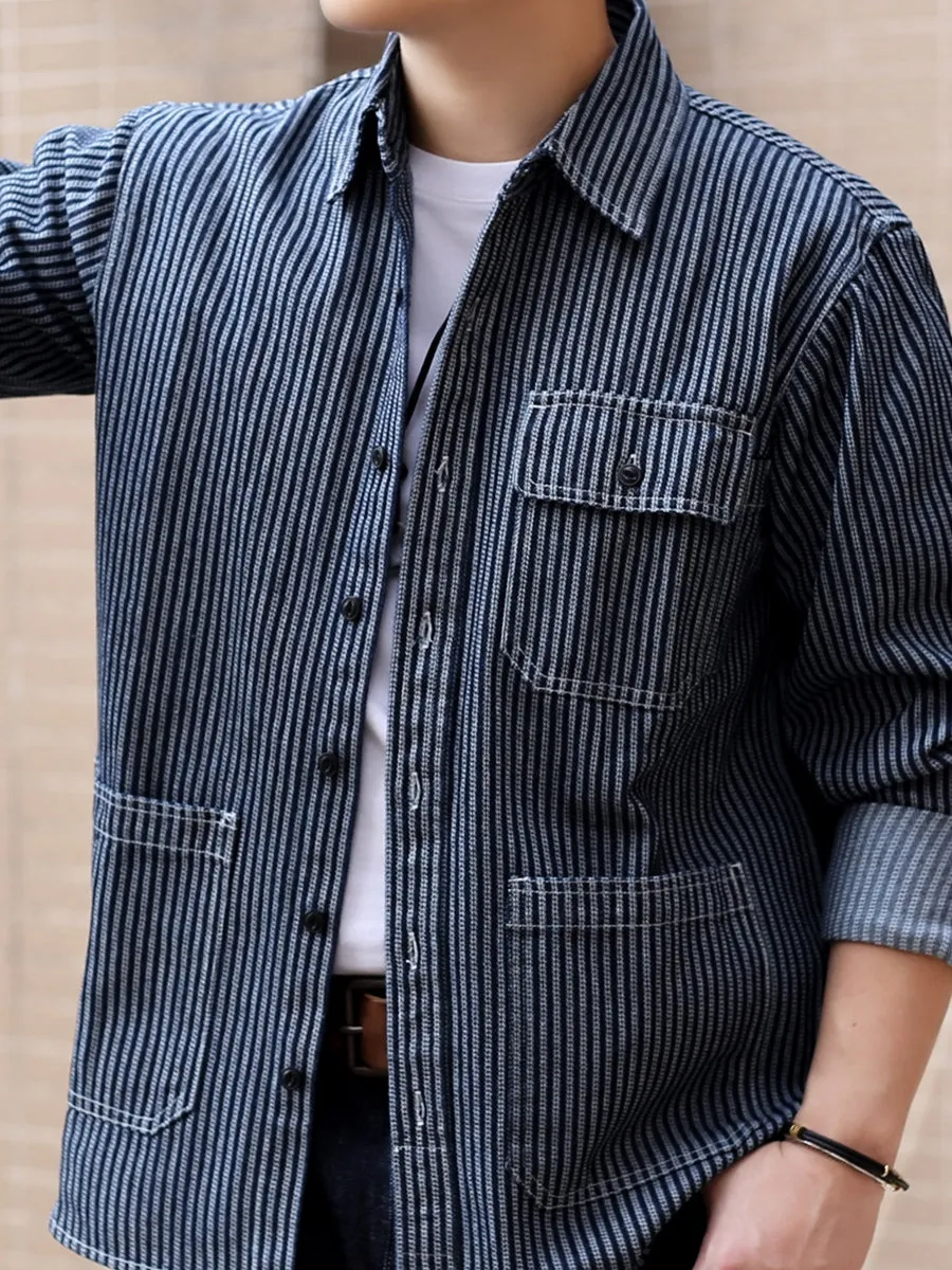Men's Striped Denim Chore Shirt