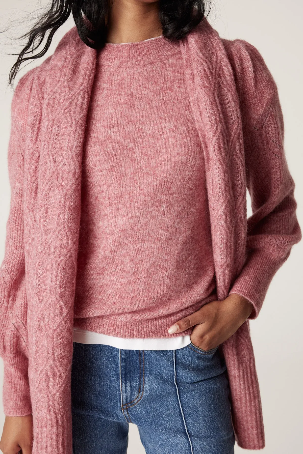 Mohair Cable Scarf - Pink