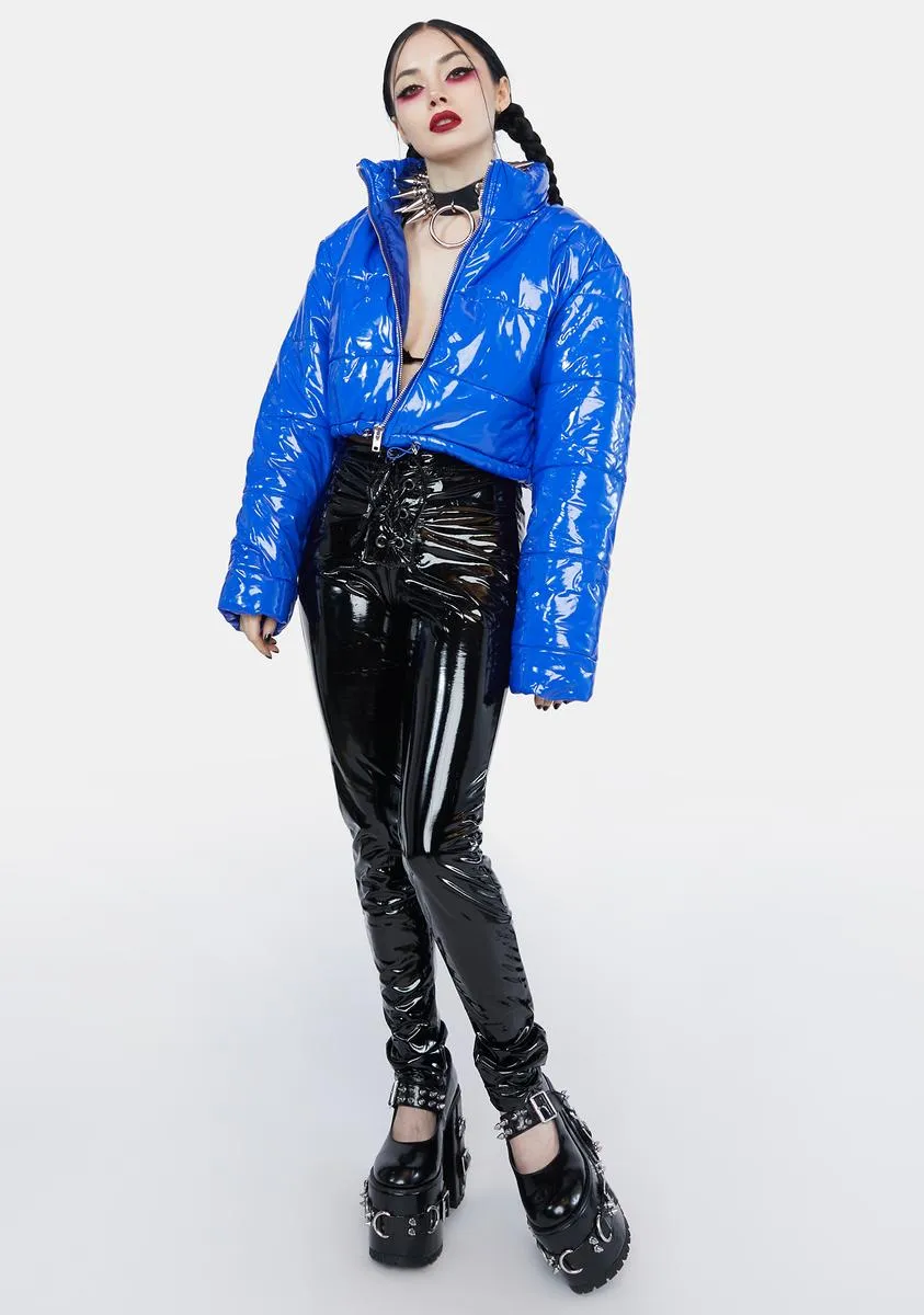 Neon In The City Vinyl Puffer Jacket