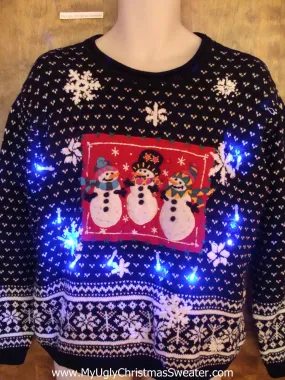 Nordic Snowmen 2sided Light Up Ugly Xmas Sweater