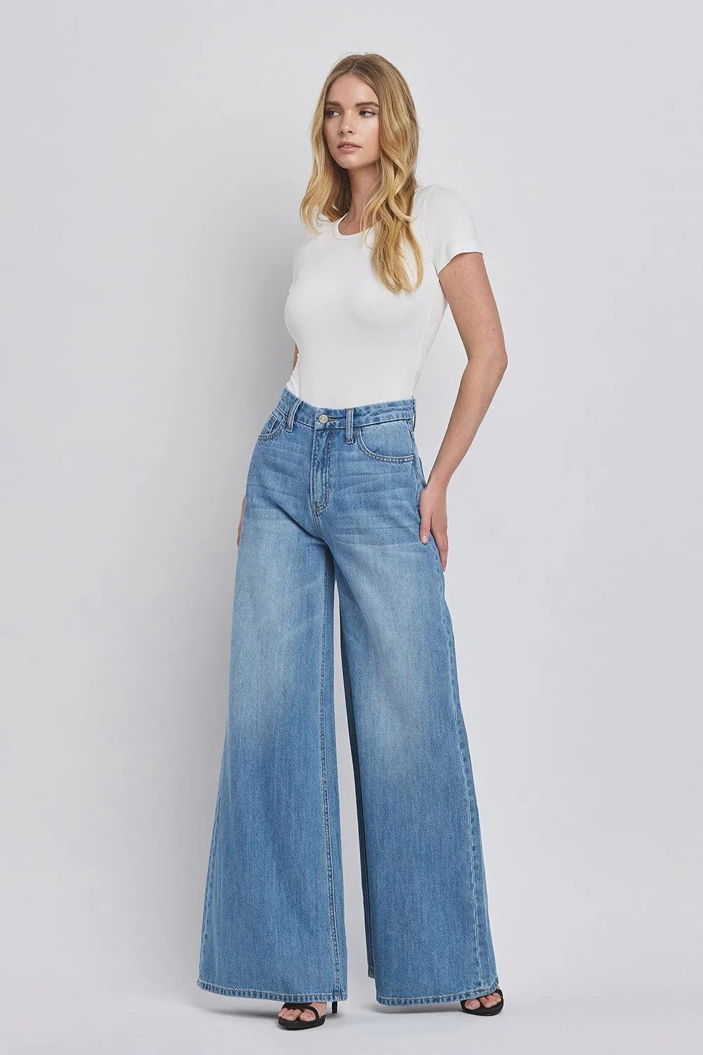 Olivia Super High Rise Wide Leg Jean | Medium Wash | Full Length