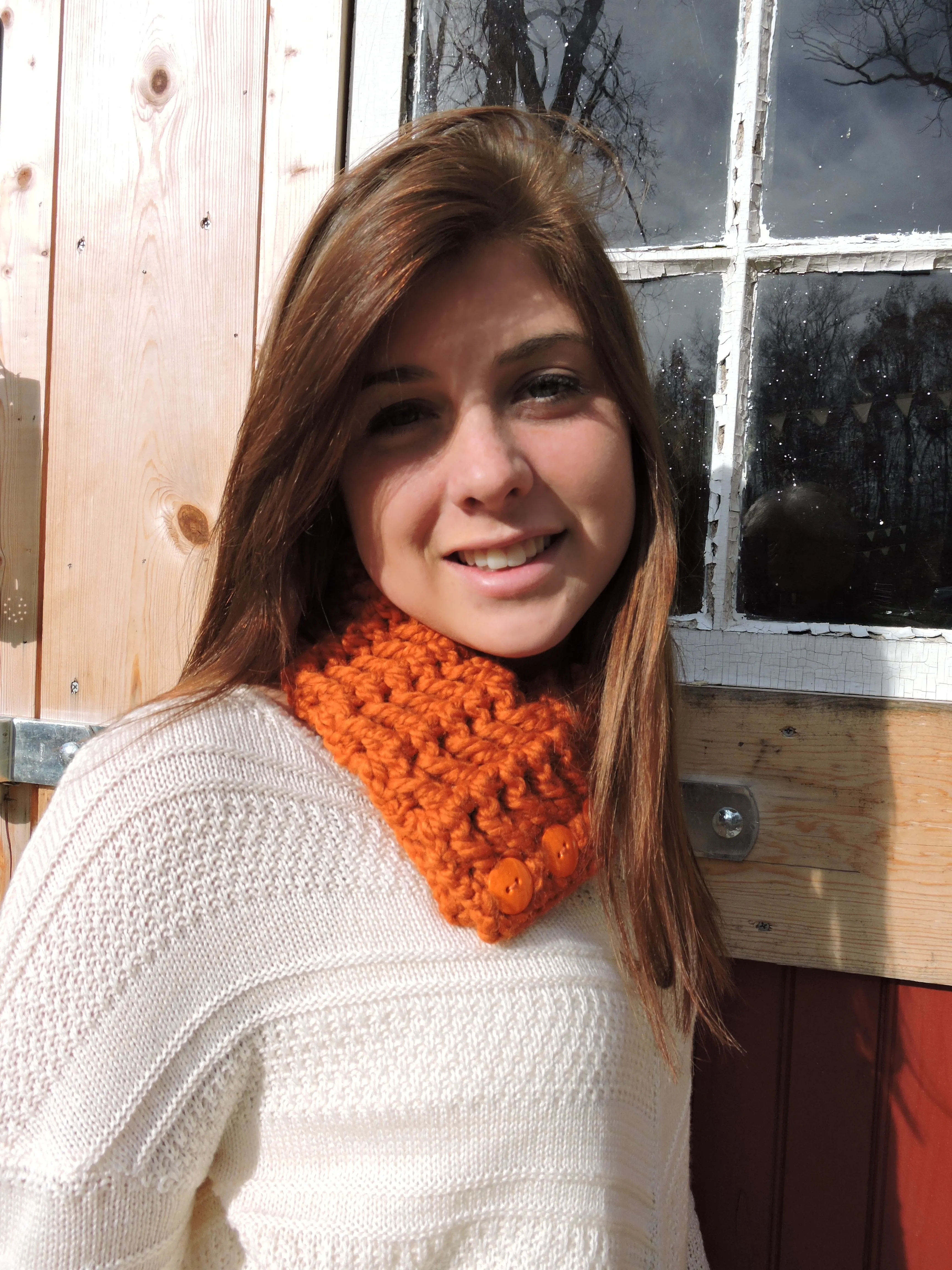 Orange pumpkin button scarf