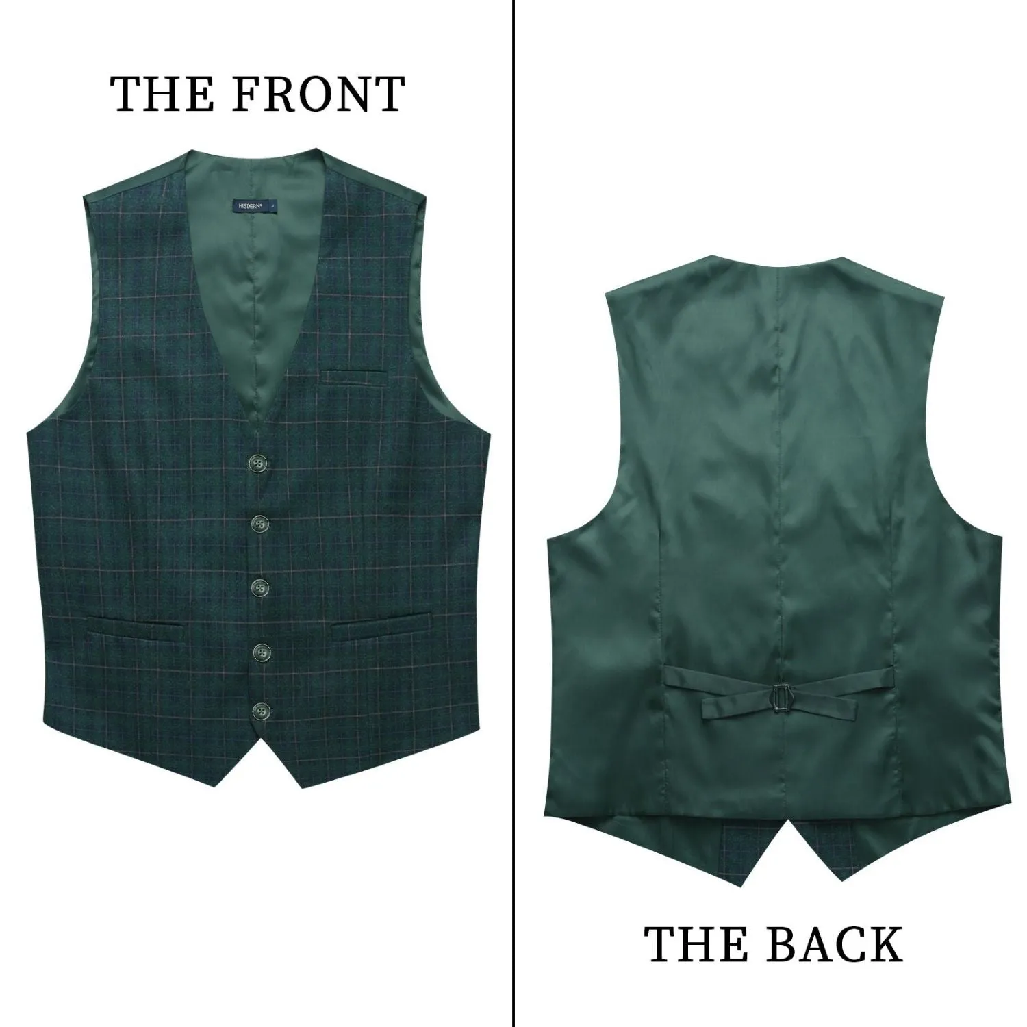 Plaid Slim Suit Vest - B-GREEN