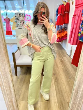 Pocket Patch Wide Leg Denim