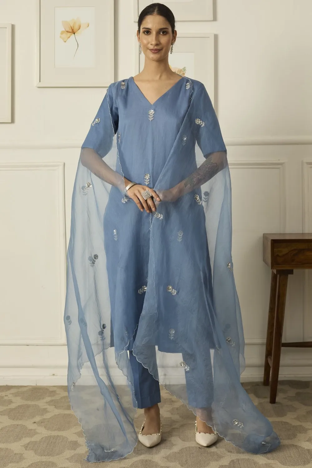 POWDER BLUE IRIS Kurta Set