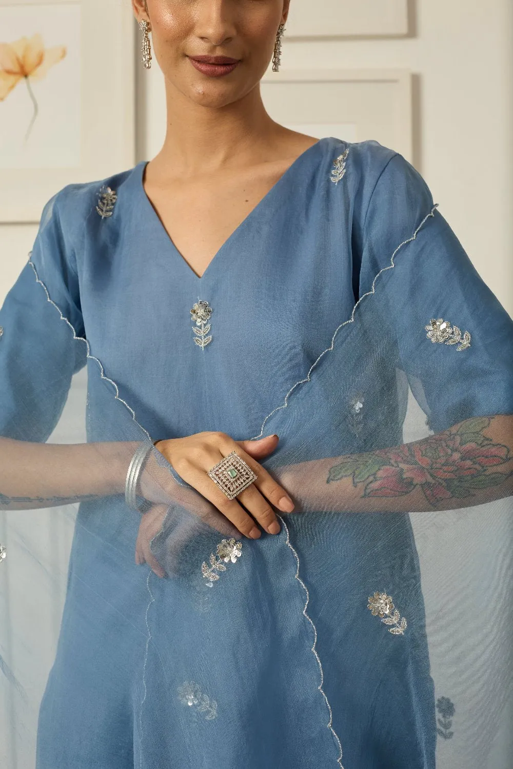 POWDER BLUE IRIS Kurta Set