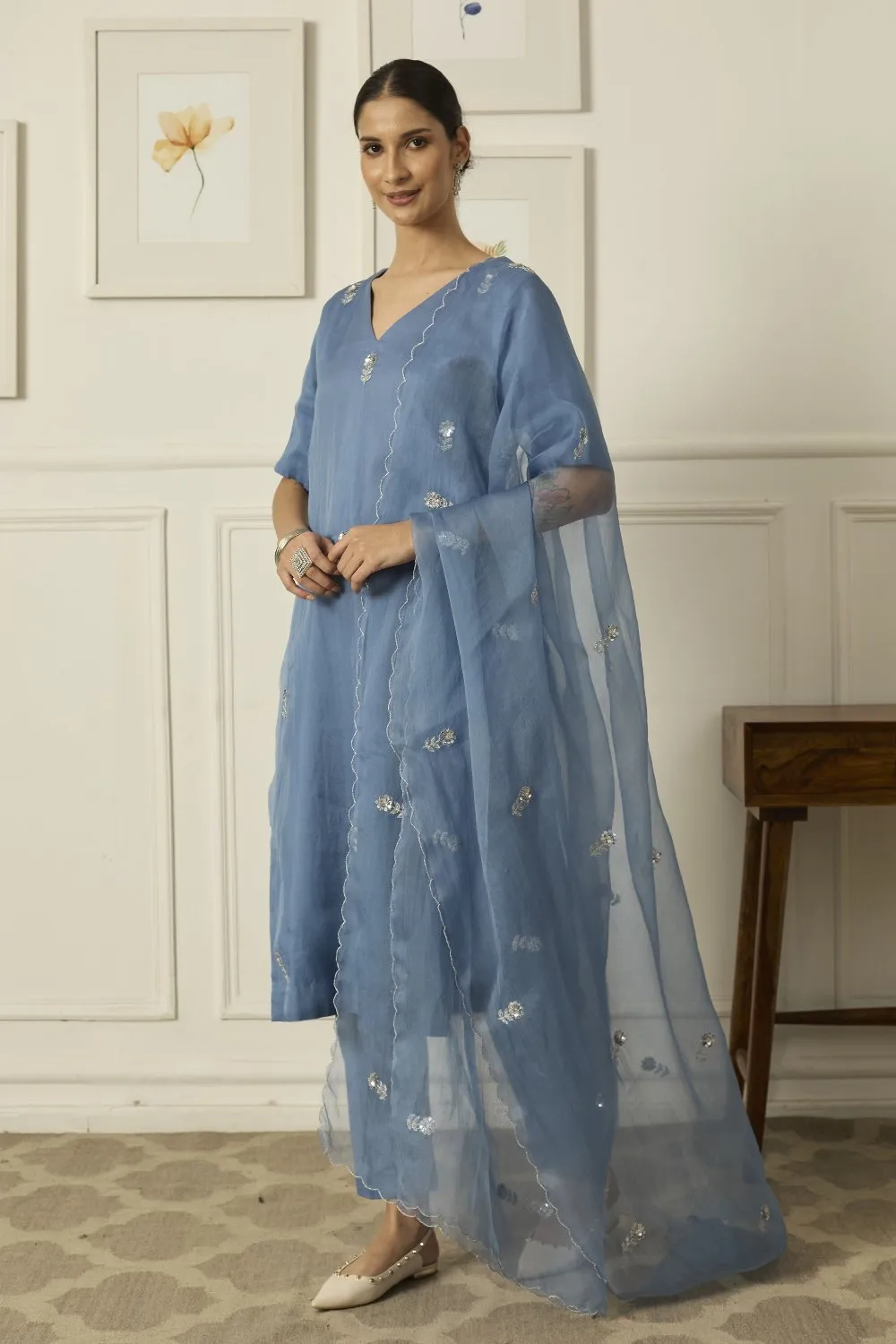 POWDER BLUE IRIS Kurta Set