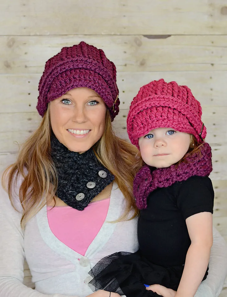 Purple plum button scarf