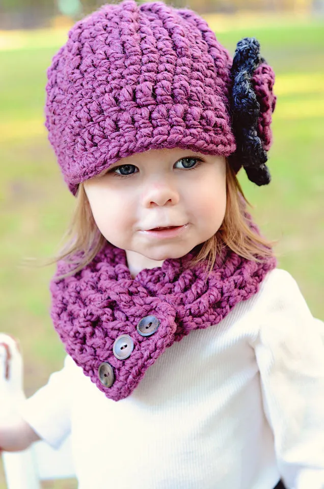 Purple plum button scarf