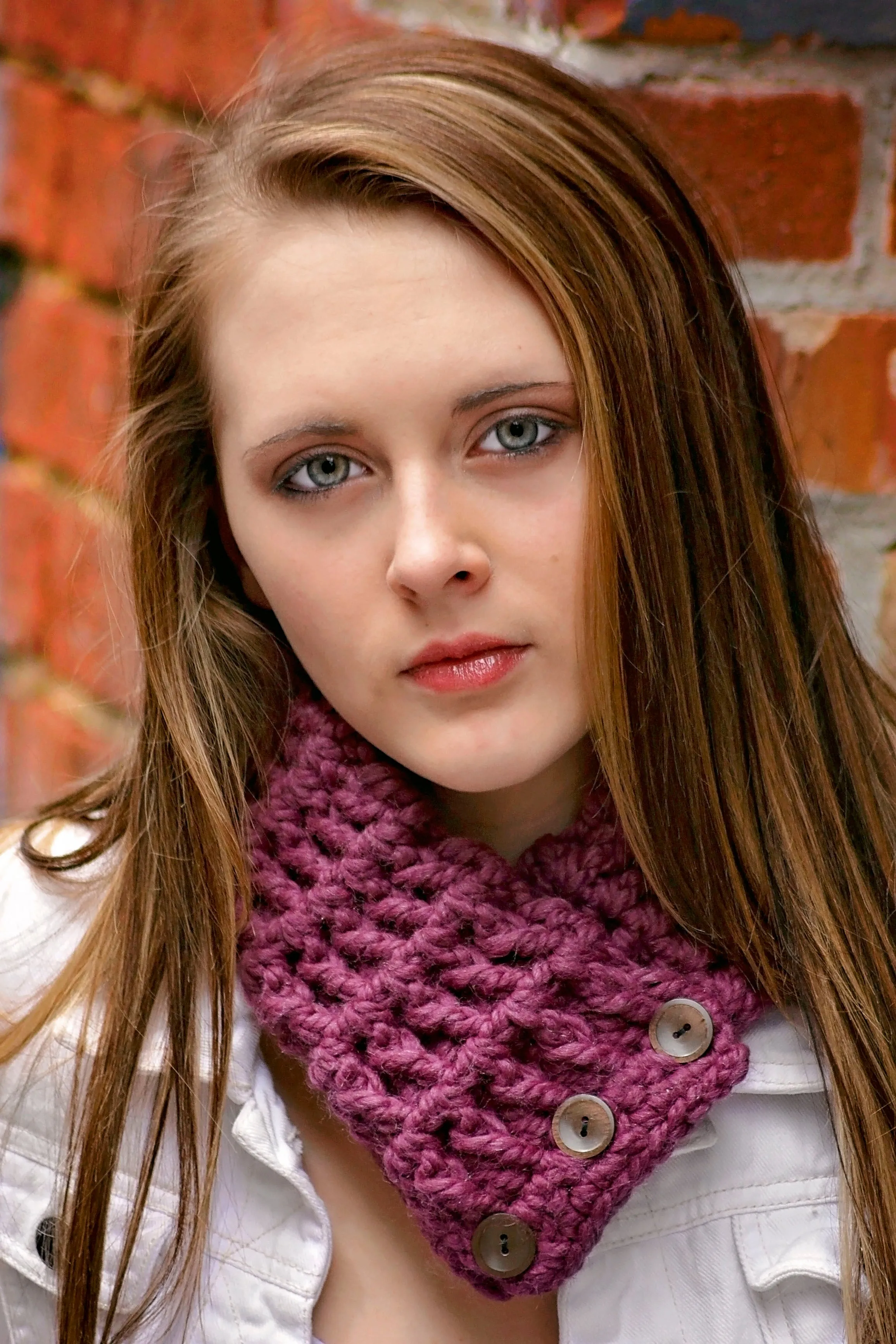 Purple plum button scarf