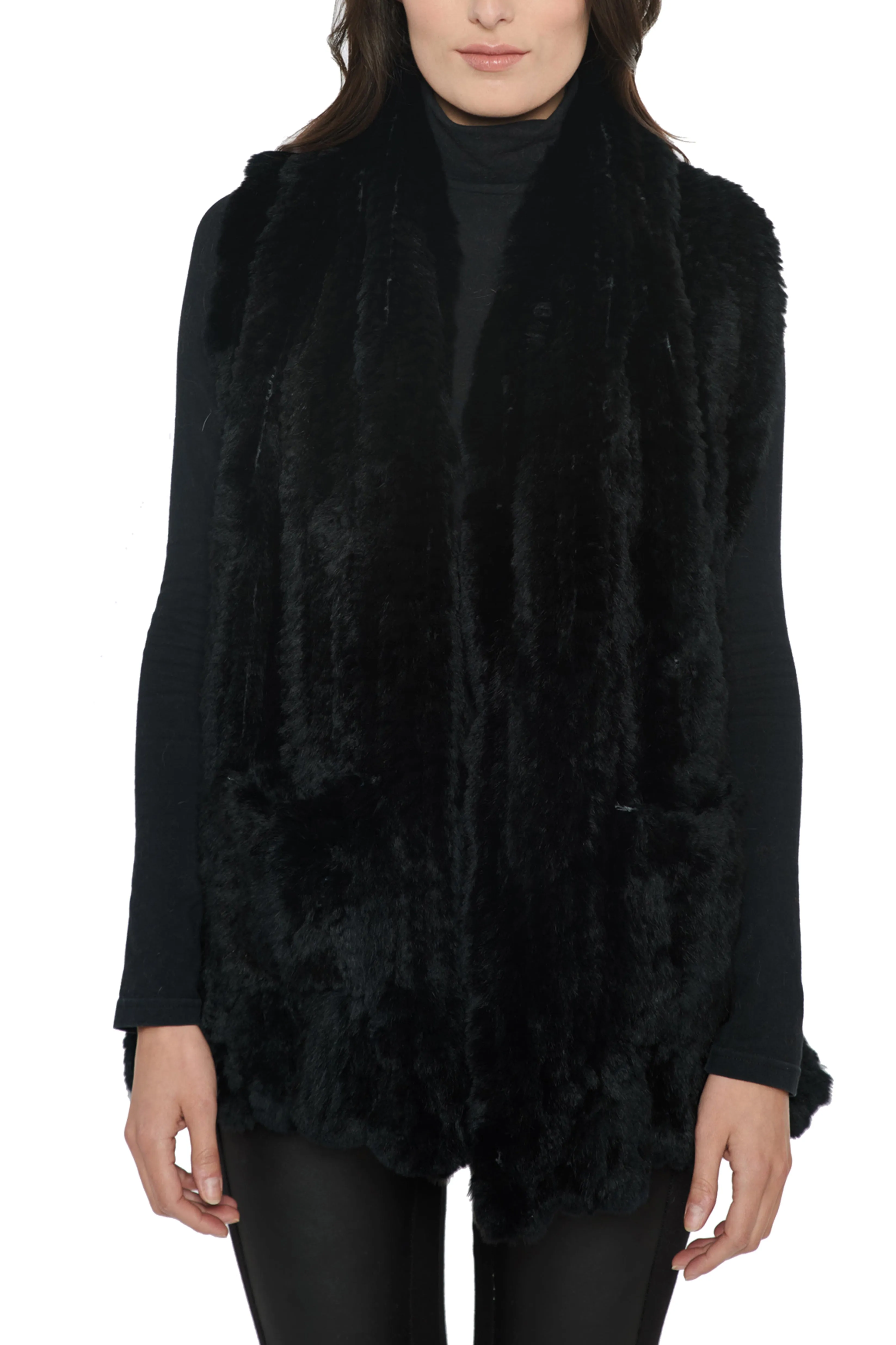 REGEN - Knitted Rex Rabbit Wrap with Pockets