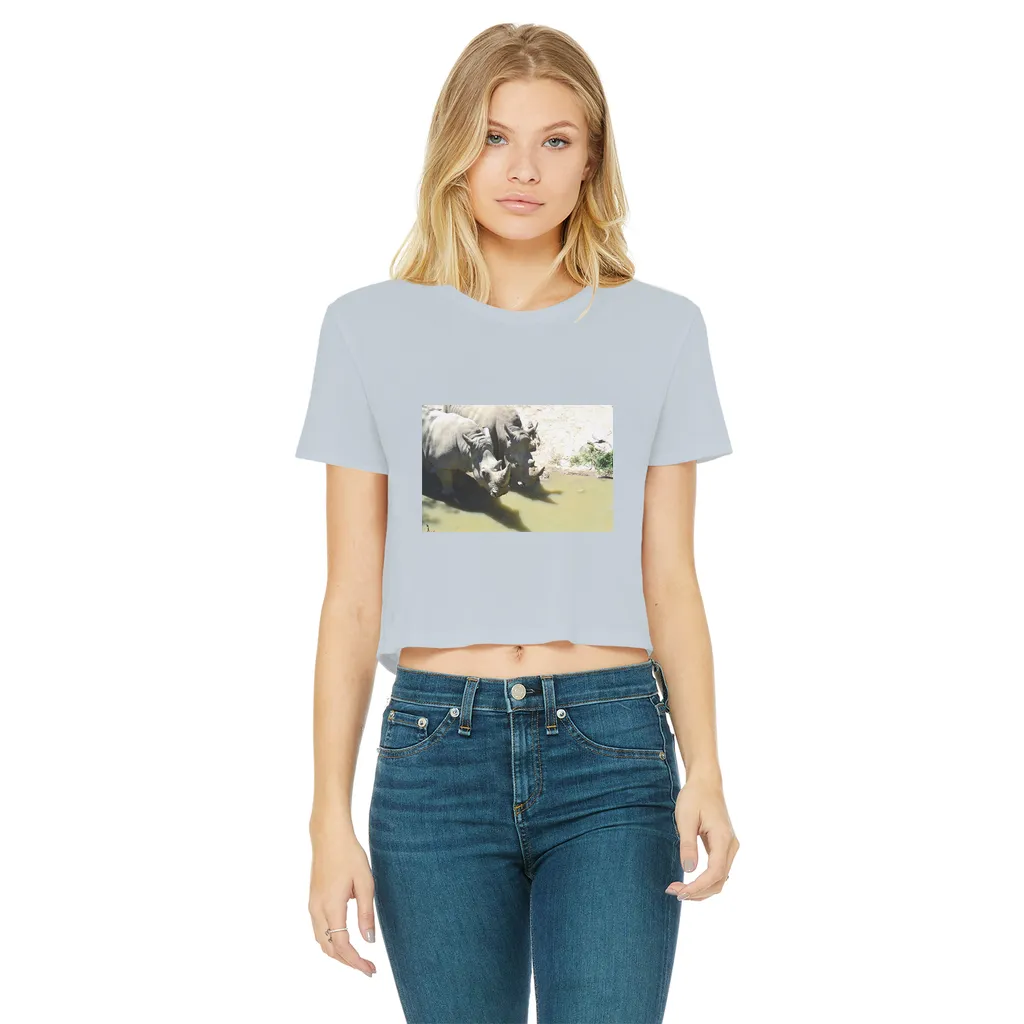 Rhinos Classic Women's Cropped Raw Edge T-Shirt