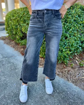 Ride Along Risen Dark Grey Wide Leg Jeans