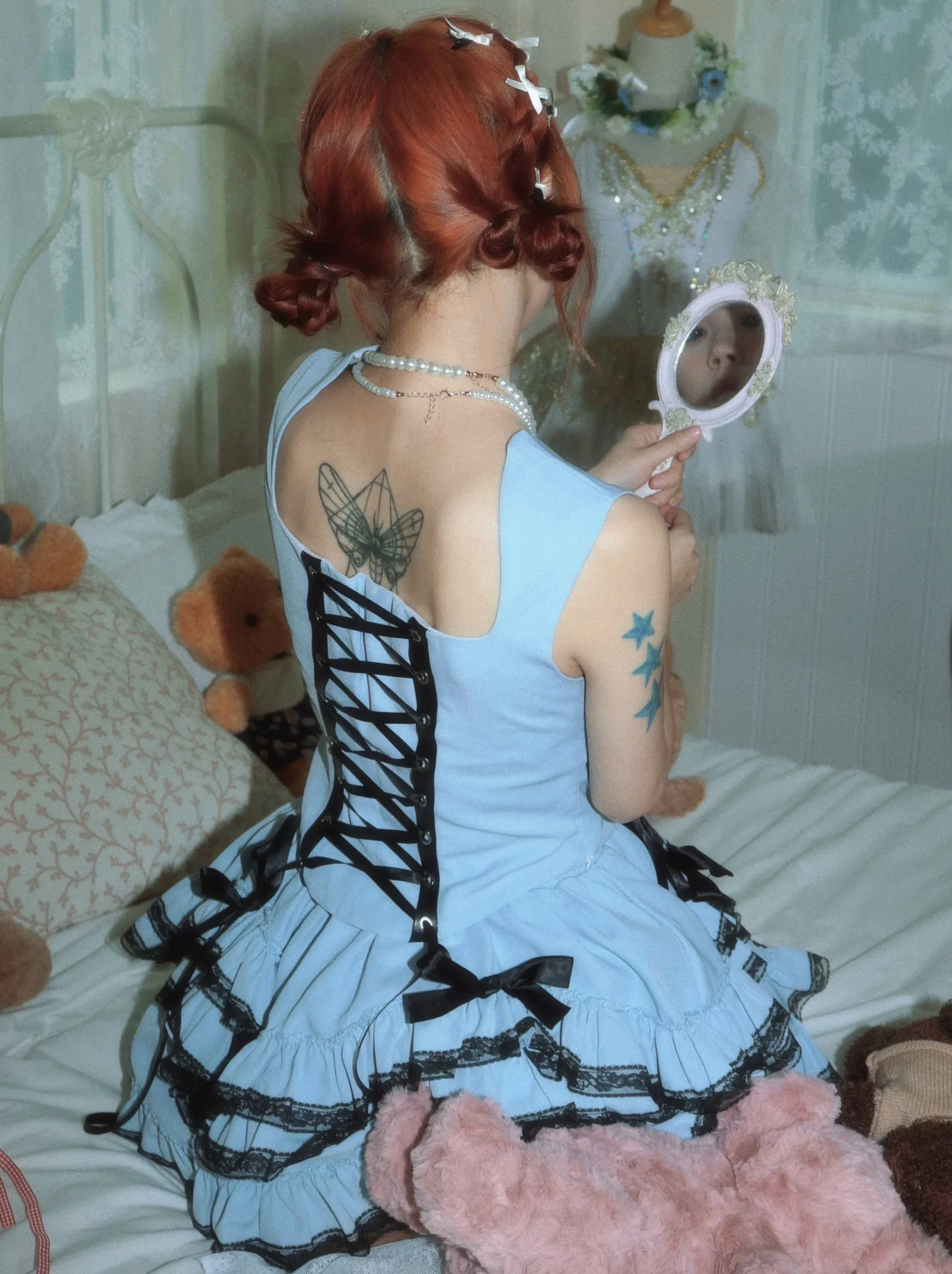 Skirt Subculture Lace Up Cake Top Strap Princess Set   Vest