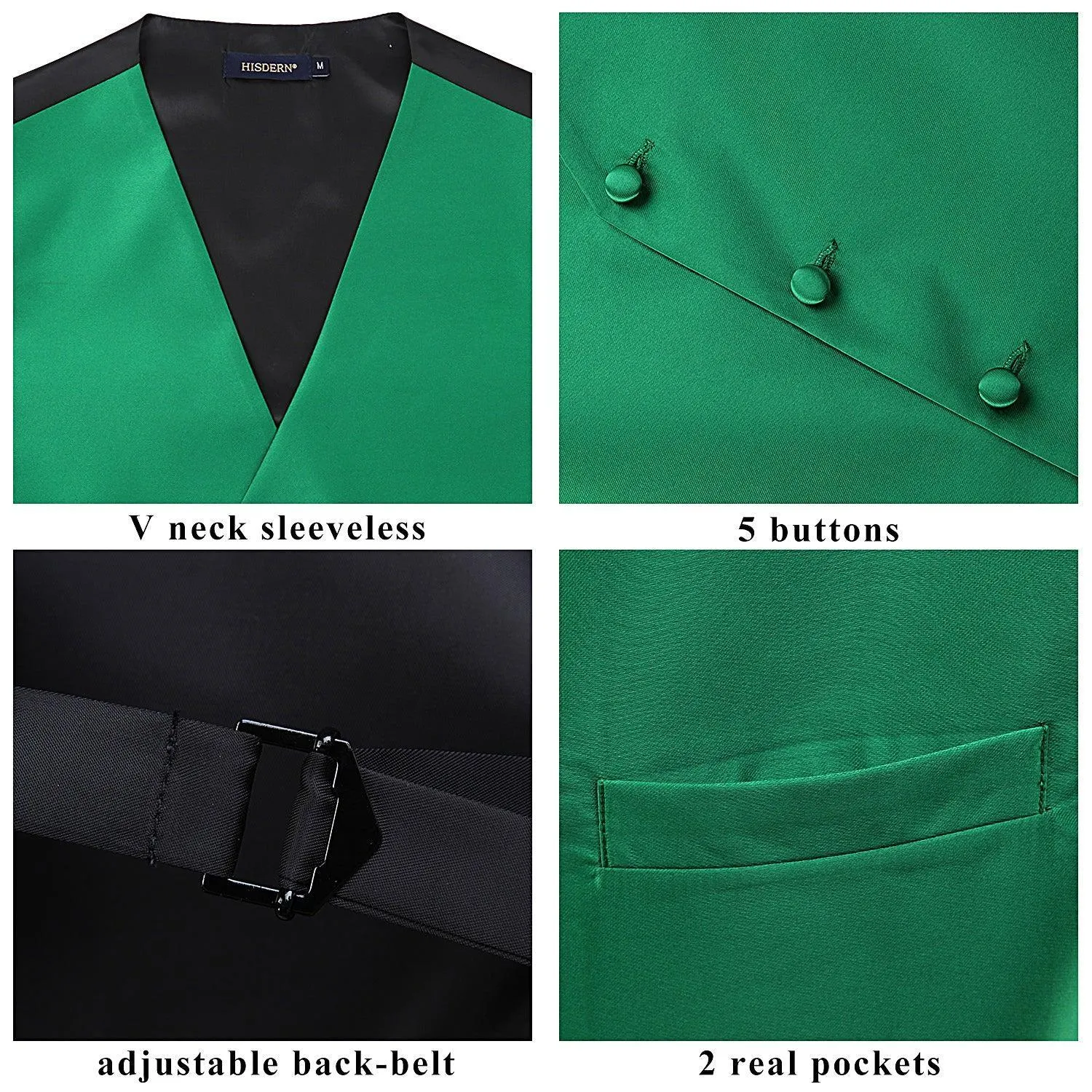Solid 3pc Suit Vest Set - GREEN
