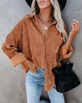 Solid Color Lapel Pit Casual shirt Jacket