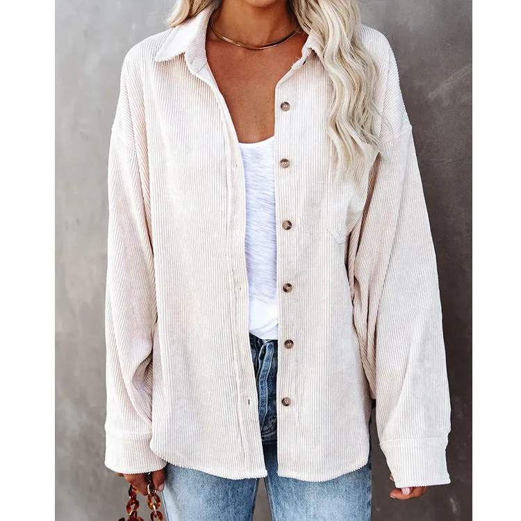 Solid Color Lapel Pit Casual shirt Jacket