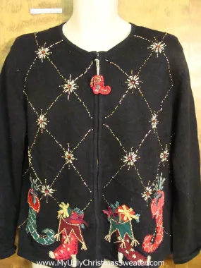 Stocking Themed 80s 2sided Ugliest Christmas Sweater