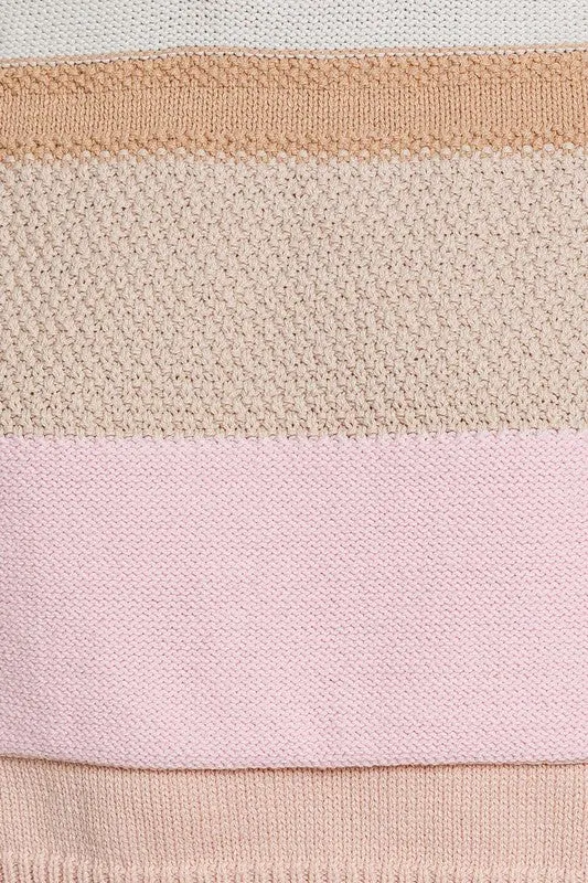 TEEK - Peach Multi Round Neck Sweater Vest