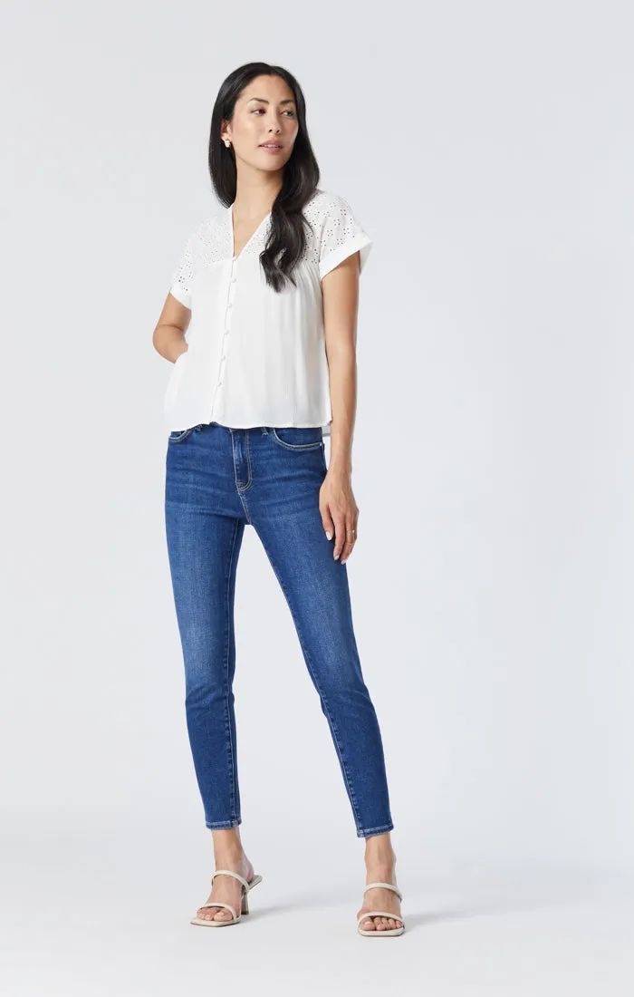 TESS SUPER SKINNY JEANS IN DARK BRUSHED INDIGO SHAPE