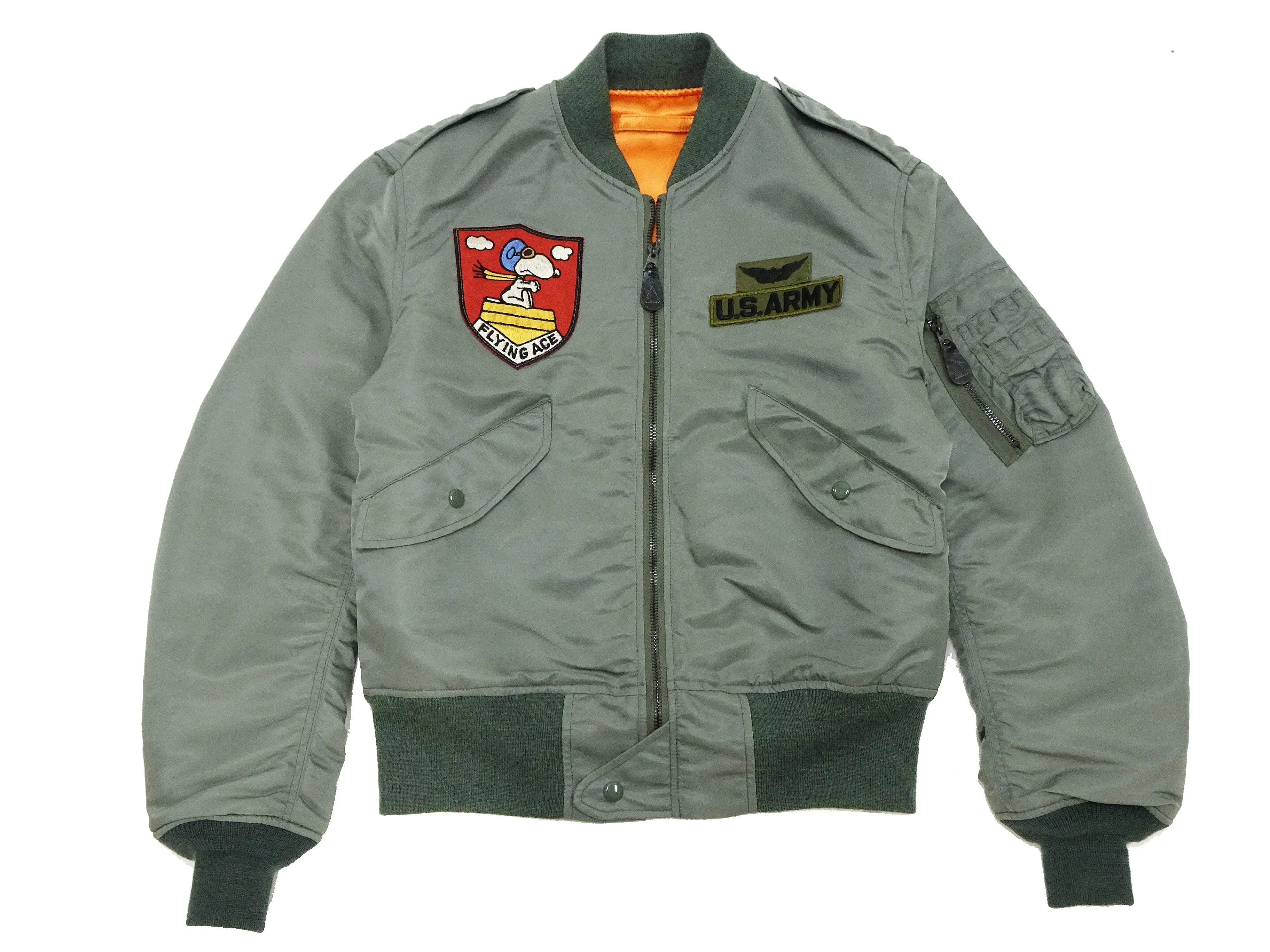 TOYS McCOY Jacket Men's Snoopy Custom L-2B Flight Jacket L2B Bomber Jacket TMJ2403 Sage-Green