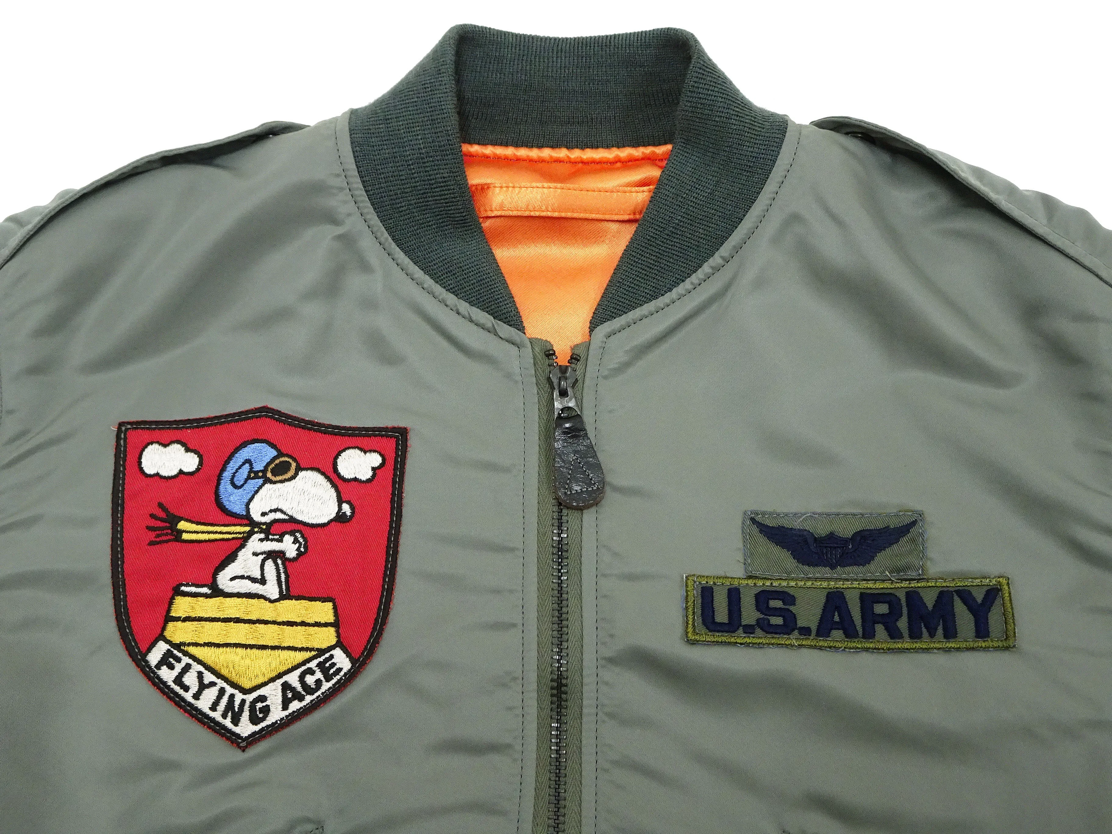 TOYS McCOY Jacket Men's Snoopy Custom L-2B Flight Jacket L2B Bomber Jacket TMJ2403 Sage-Green