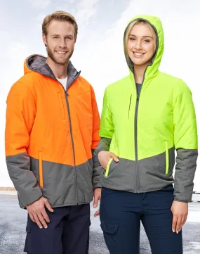 Unisex Hi Vis Modern Styling Hooded Puffer Jacket SW80