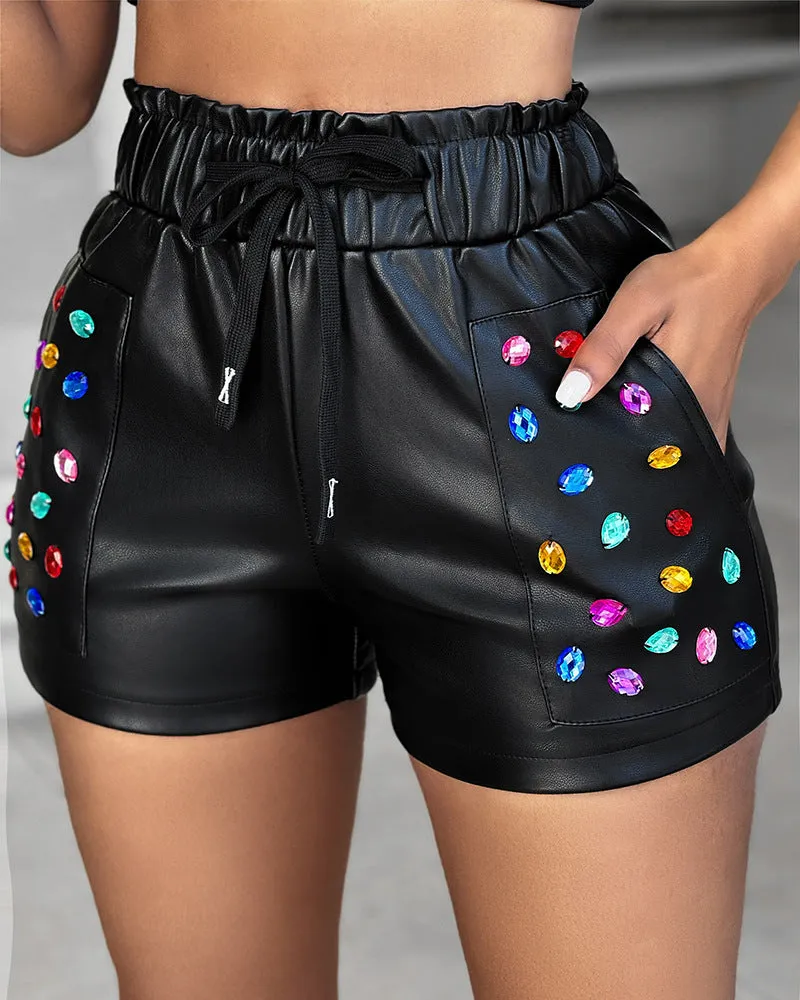 Vegan Leather Jemstone Shorts