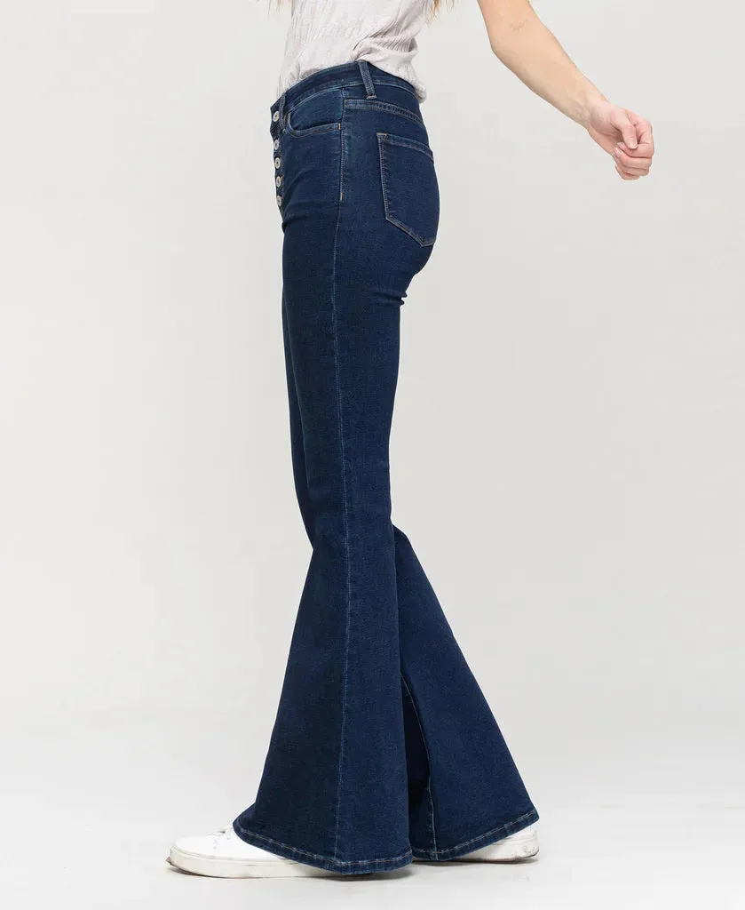 Vervet Escapade - High Rise Button Up Super Flare Jeans