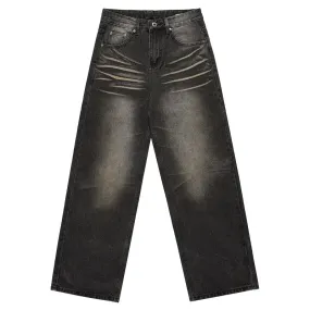 Washed Wide Leg Mopping Draping High Street Long Jeans