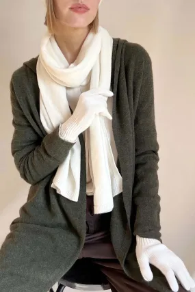 White cashmere gloves for women