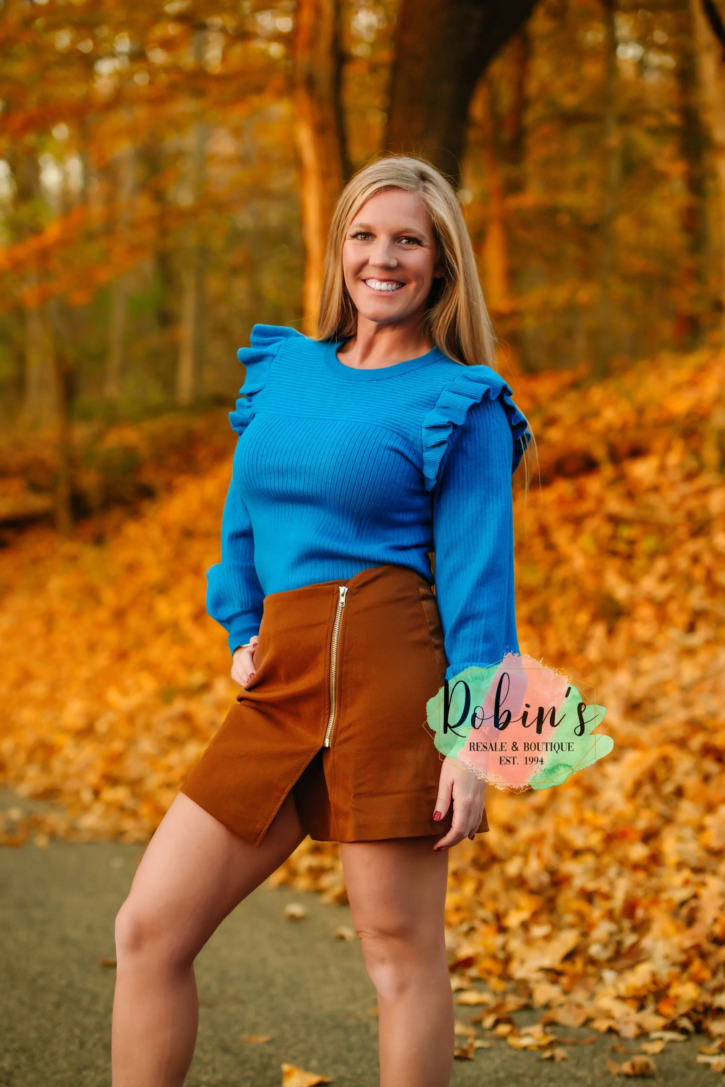 Wildcat Blue Ruffle Sweater