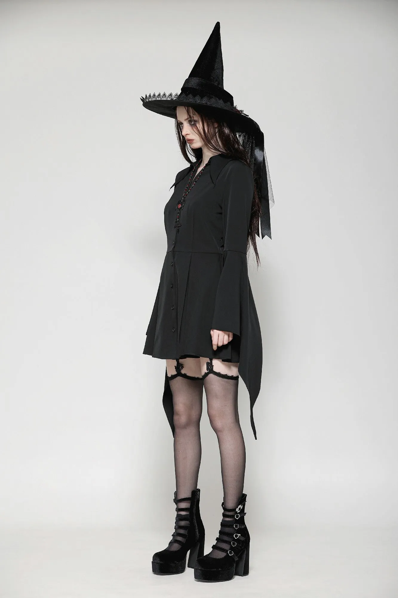 Witchy Bell-Sleeve Shirt Dress DW1018