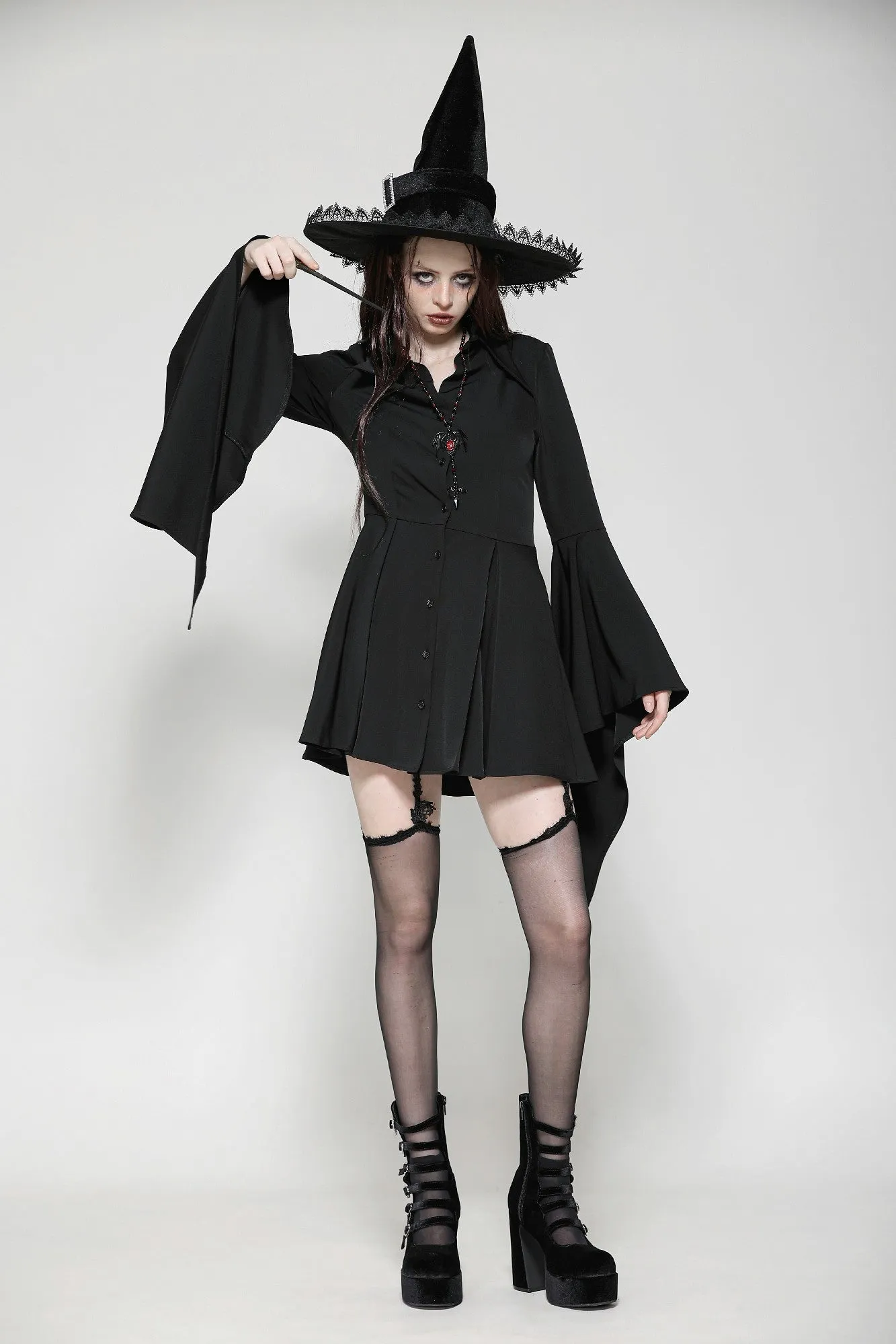 Witchy Bell-Sleeve Shirt Dress DW1018