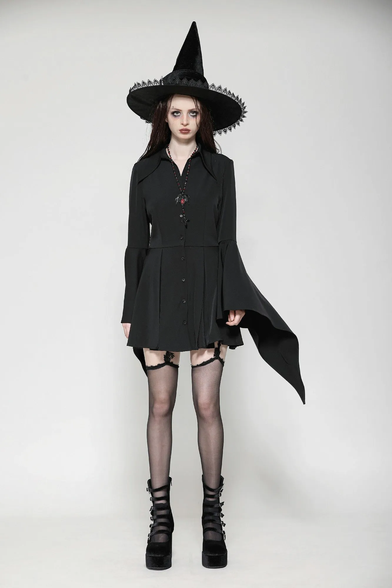 Witchy Bell-Sleeve Shirt Dress DW1018