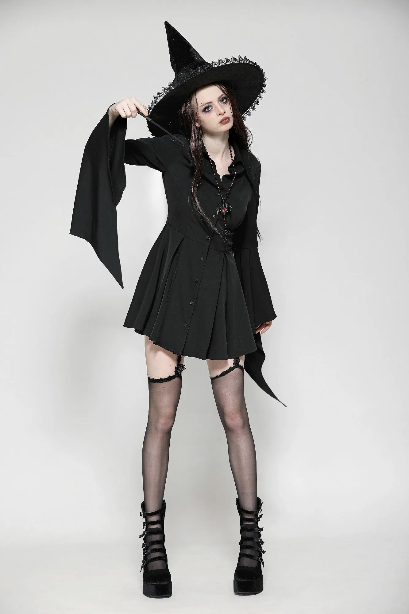 Witchy Bell-Sleeve Shirt Dress DW1018