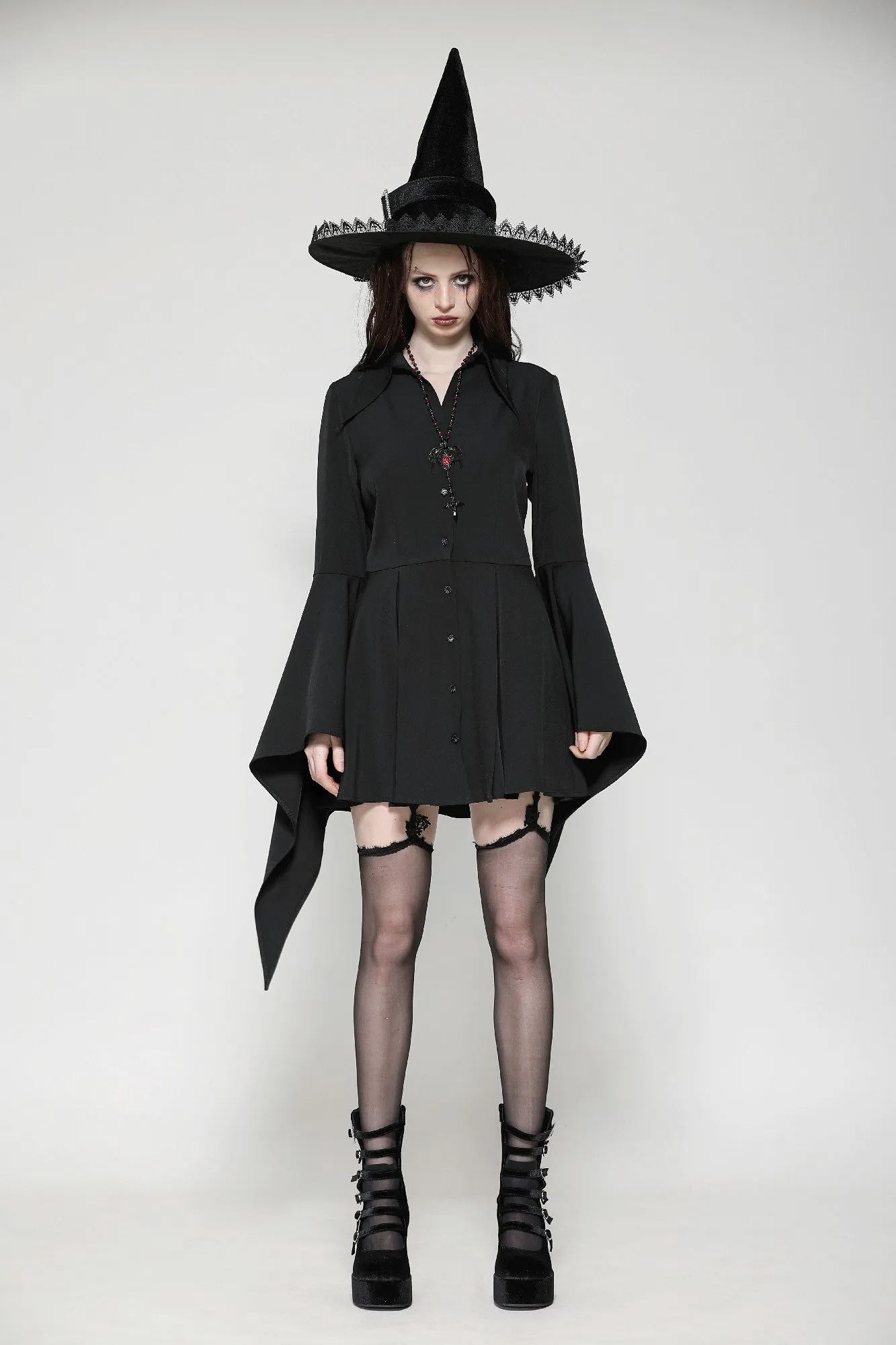 Witchy Bell-Sleeve Shirt Dress DW1018