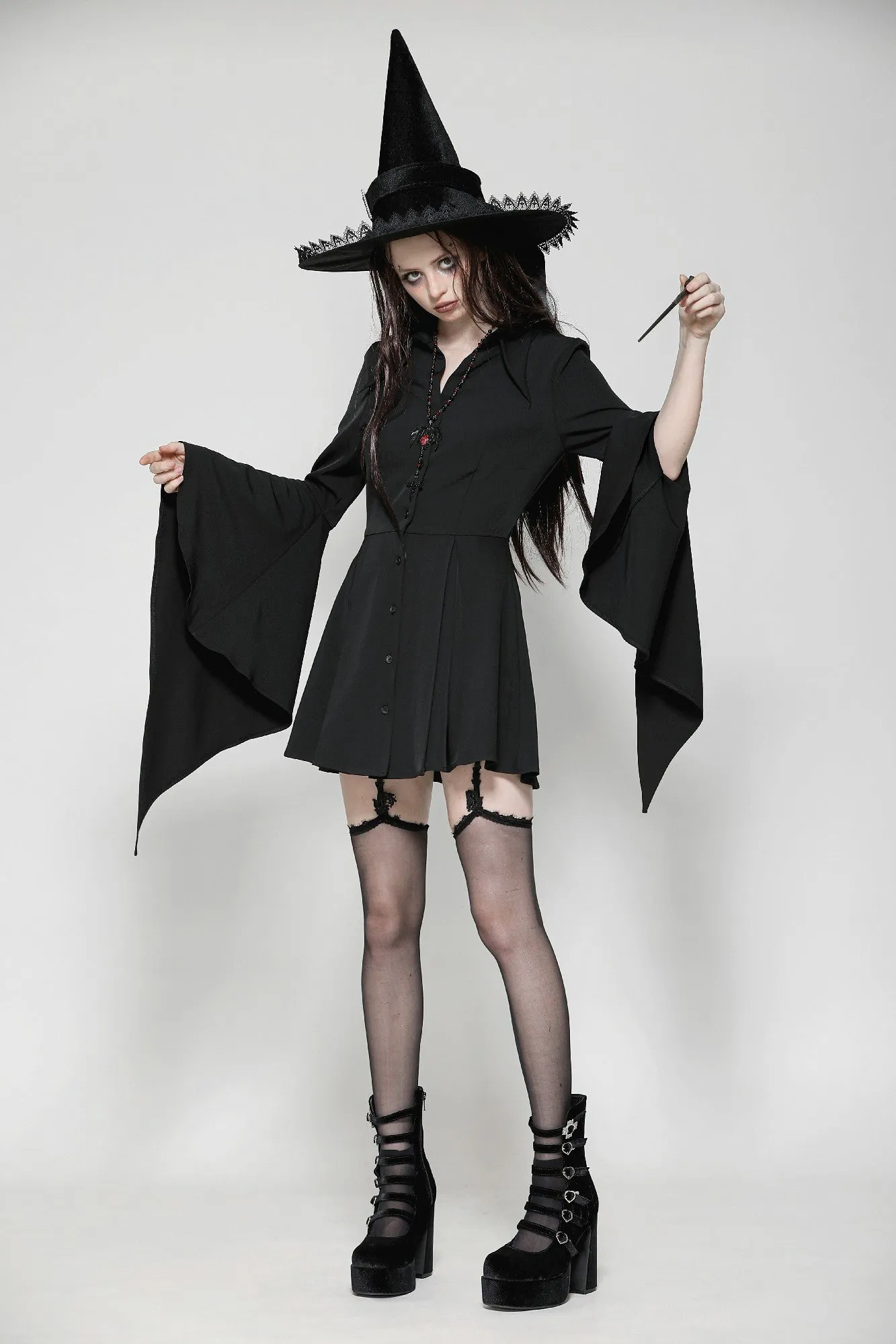 Witchy Bell-Sleeve Shirt Dress DW1018