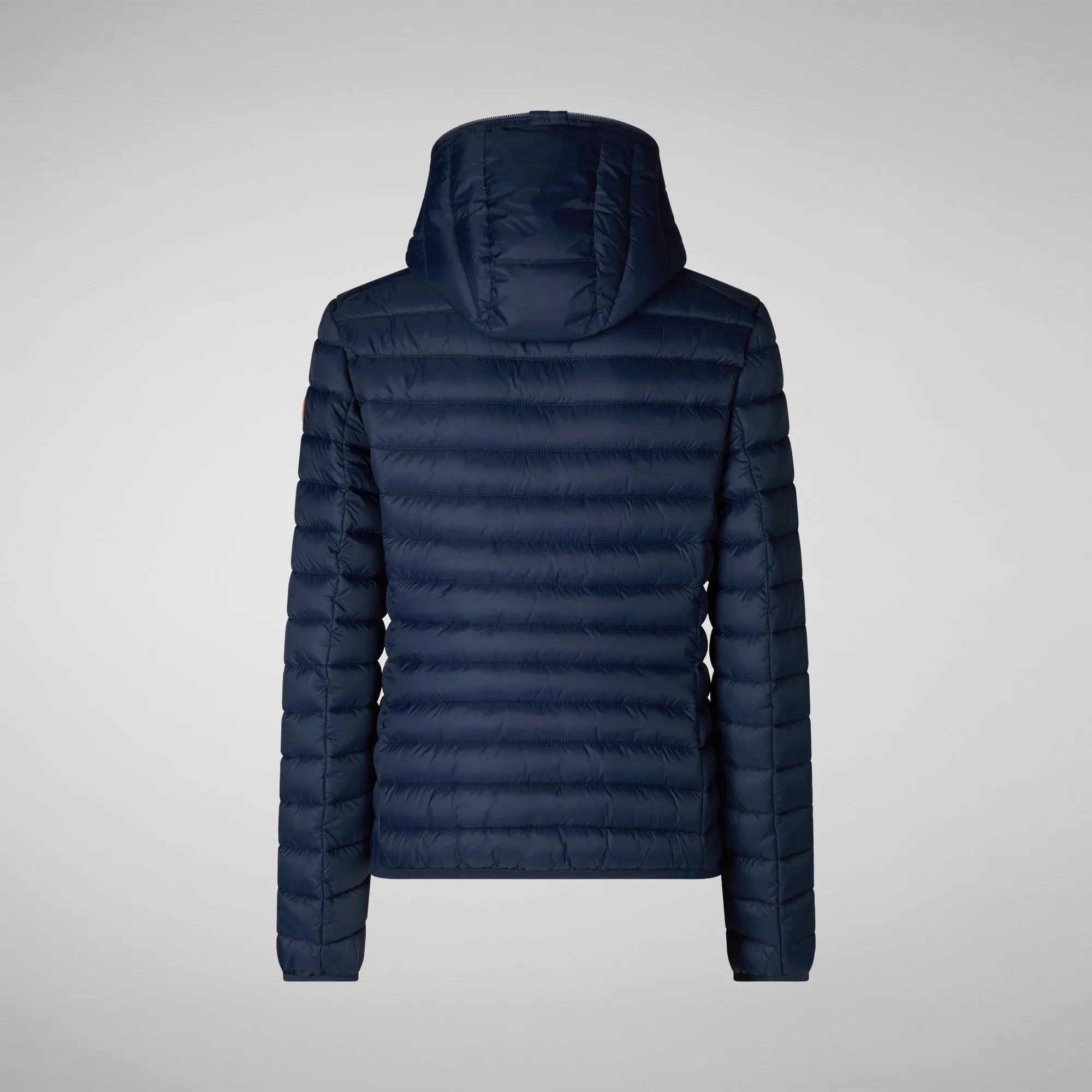 Woman's animal free hooded puffer jacket Daisy in navy blue