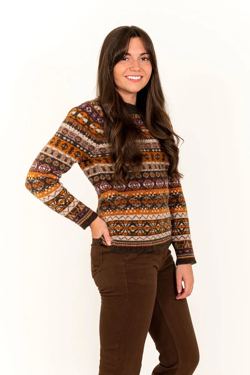 Womens Drumtochty fair isle jumper - Brown