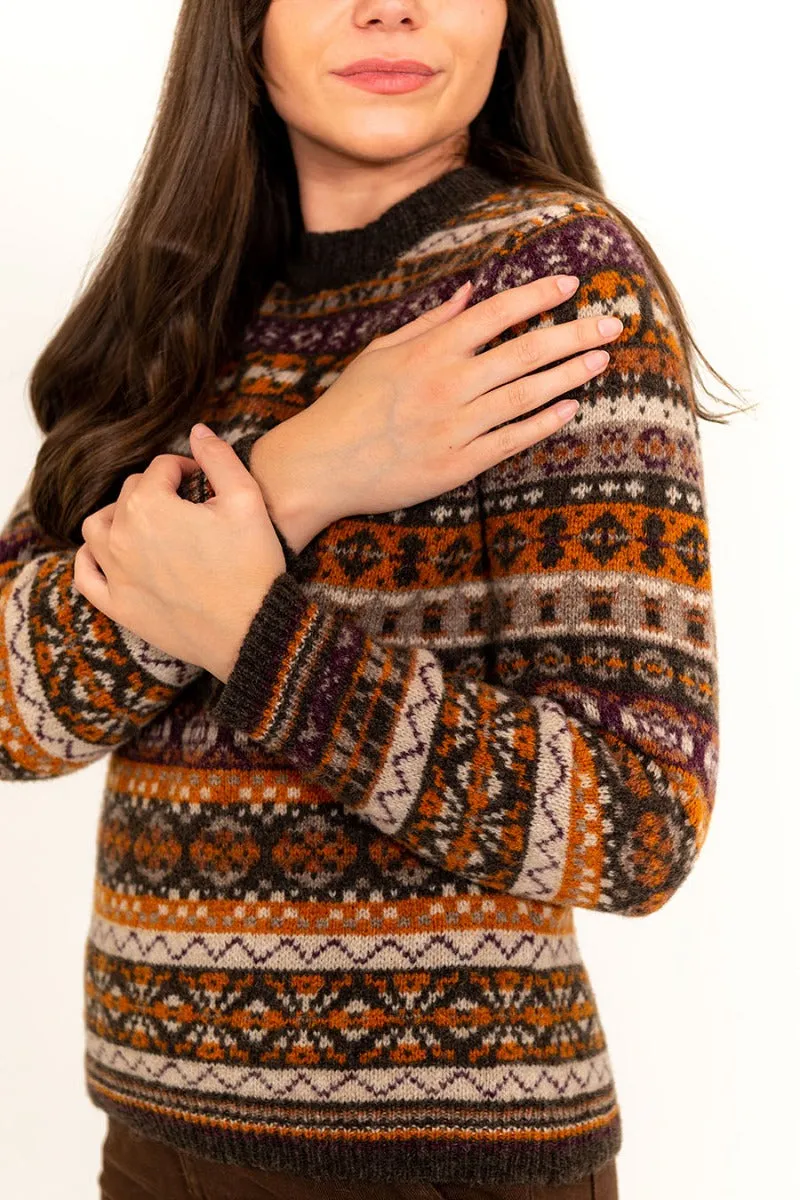 Womens Drumtochty fair isle jumper - Brown